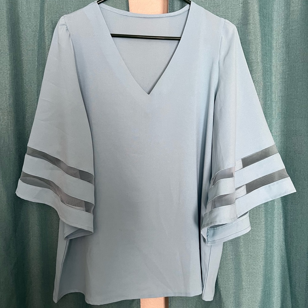 Blue short sleeve blouse